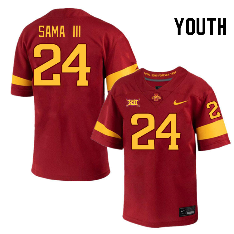 Youth #24 Abu Sama III Iowa State Cyclones College Football Jerseys Stitched-Cardinal